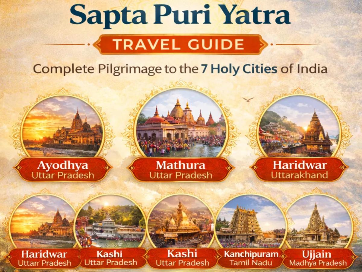 Sapta Puri Yatra Travel Guide-Complete Pilgrimage to the 7 Holy Cities of India.